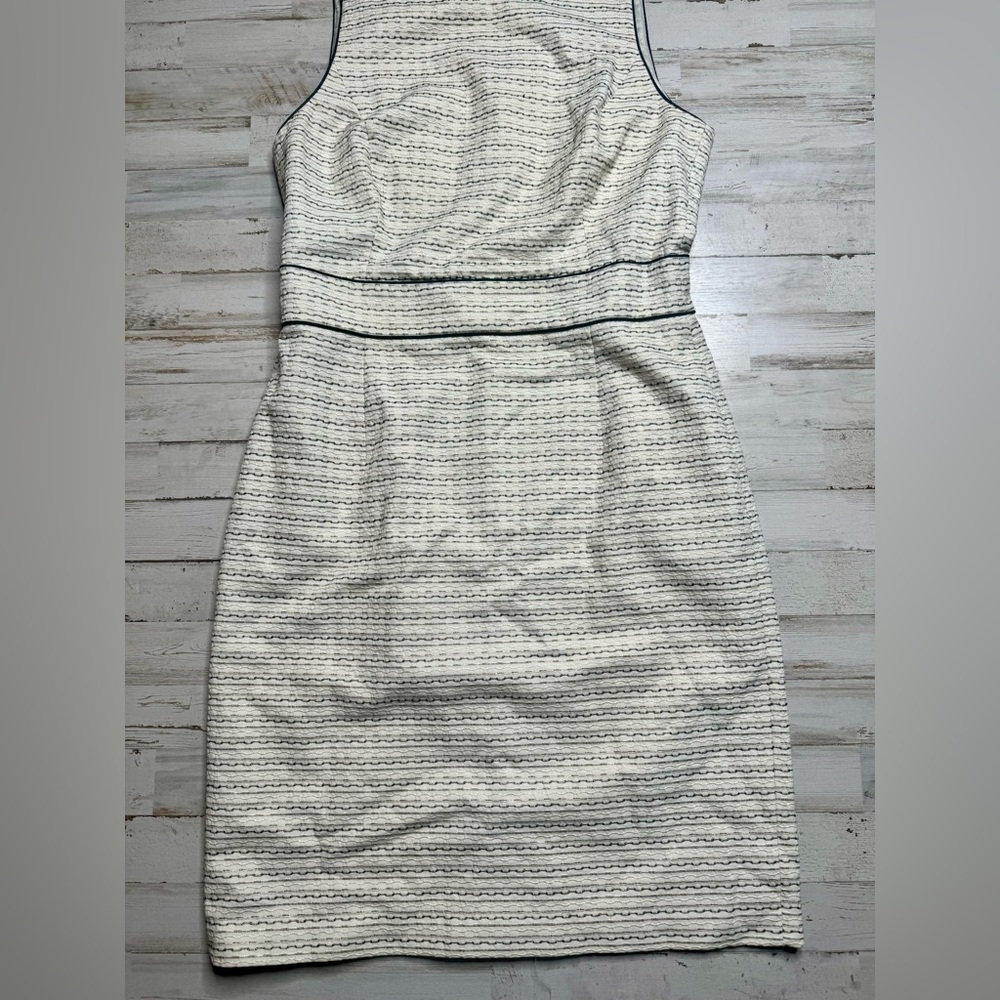 Banana Republic Women Sheath Dress White Black Stripped Cotton 10P - Picture 3 of 11